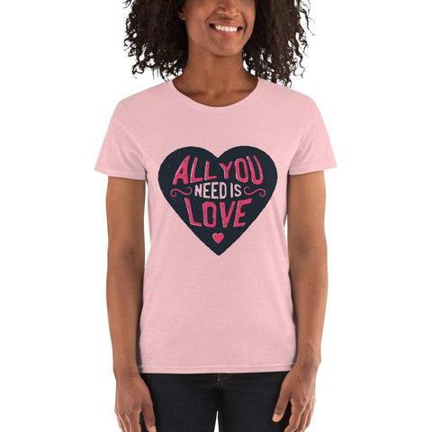 WOMENS T-SHIRT ALL YOU NEED IS LOVE THE SUCCESS MERCH Light Pink S 