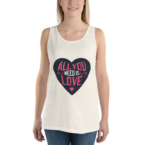 WOMENS TANK TOP ALL YOU NEED IS LOVE THE SUCCESS MERCH Oatmeal Triblend XS 