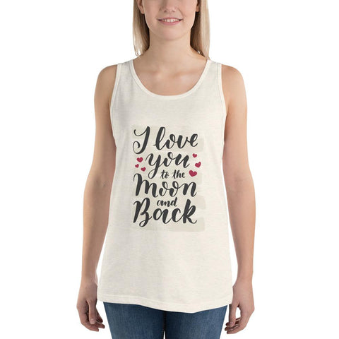WOMENS TANK TOP LOVE YOU TO THE MOON AND BACK THE SUCCESS MERCH Oatmeal Triblend XS 