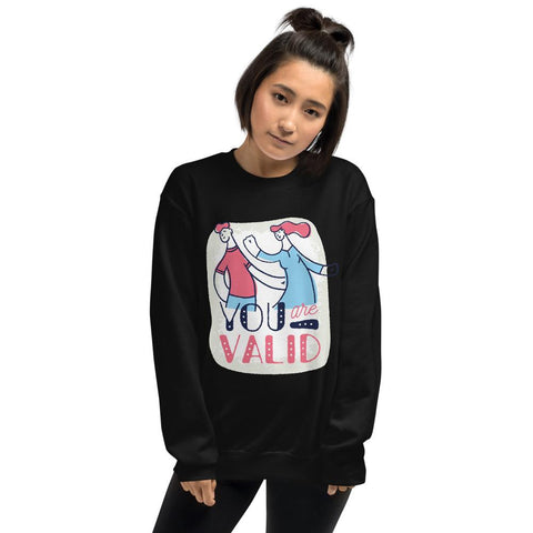 WOMENS YOU ARE VALID LONG SWEATSHIRT MOTIVATIONAL QUOTES SWEATSHIRTS THE SUCCESS MERCH Black S 