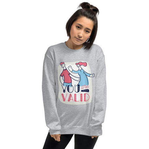 WOMENS YOU ARE VALID LONG SWEATSHIRT MOTIVATIONAL QUOTES SWEATSHIRTS THE SUCCESS MERCH Sport Grey S 