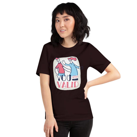 WOMENS YOU ARE VALID T-SHIRT MOTIVATIONAL QUOTES T-SHIRTS THE SUCCESS MERCH Oxblood Black S 